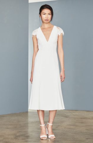 Lace Back Tea Length Dress