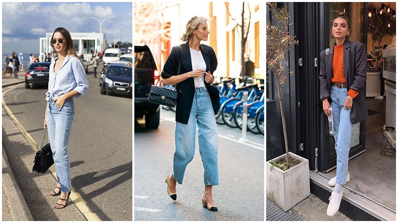 Light Blue Mom Jeans Outfits