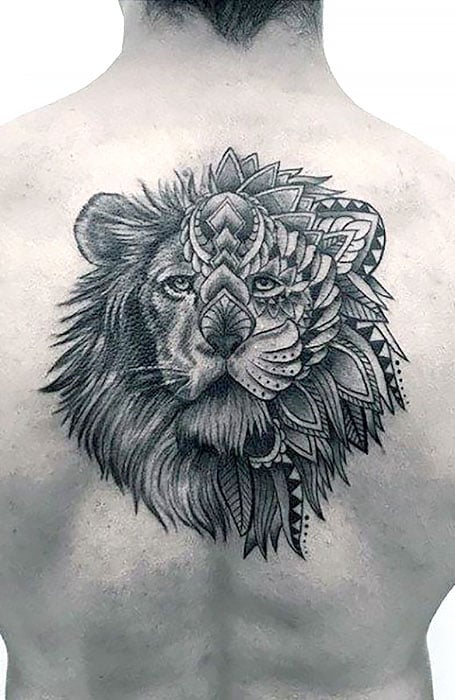 100 Black  White Lion Back Head Tattoo Design png  jpg 2023