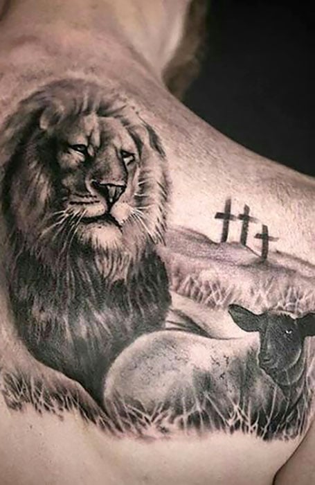 Lamb tattoo Lion and lamb Lion tattoo