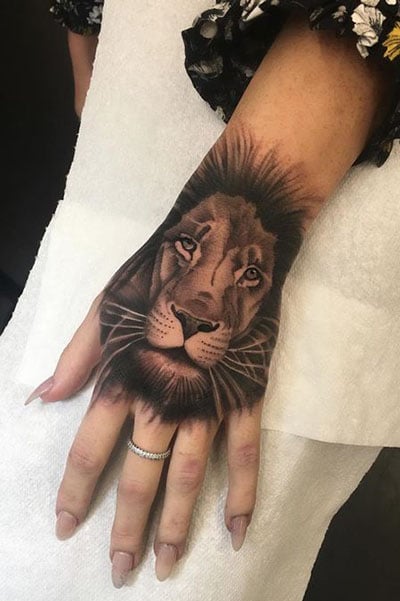 Lion Hand Tattoo