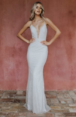 low neckline wedding dresses