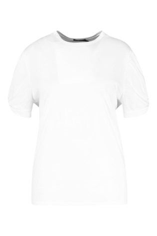 Plus Ruched Knot Puff Sleeve T Shirt