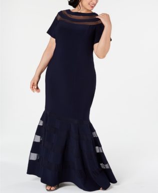 Plus Size Illusion Panel Gown