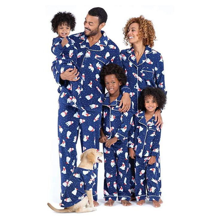 blue christmas pajamas
