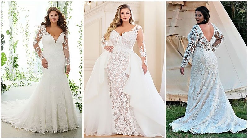 wedding dresses for fuller figures with sleeves