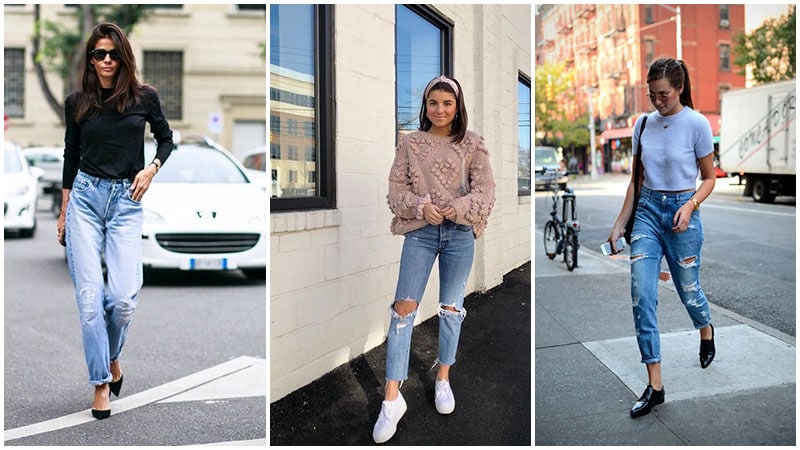 cute tops with mom jeans