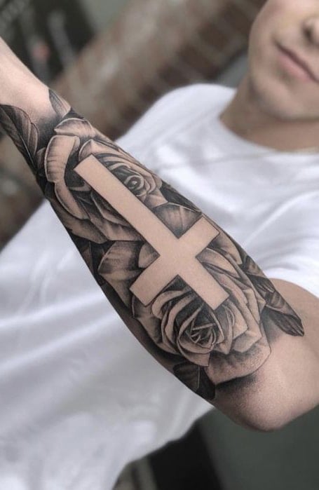 Simple Cross Forearm Tattoo Idea