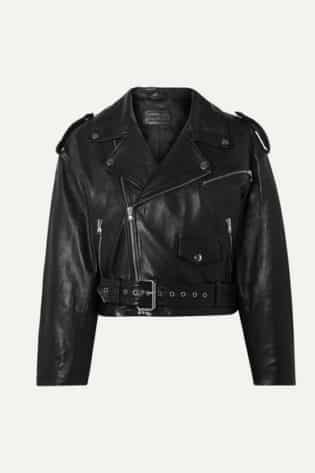 Sprwmn Cropped Leather Biker Jacket