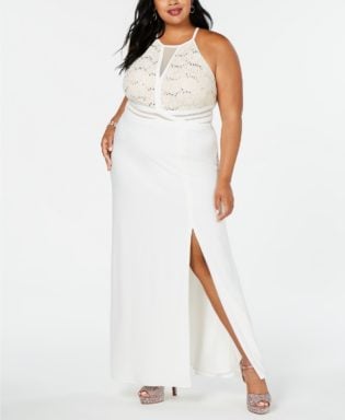 Trendy Plus Size Open Back Gown