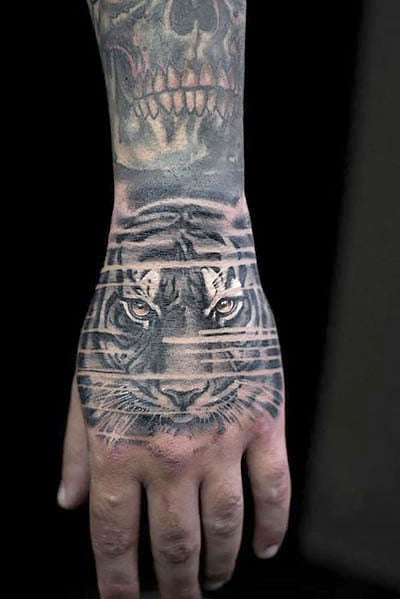 Tiger Hand Tattoo