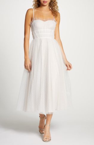 Veronica Swiss Dot Tea Length Wedding Dress