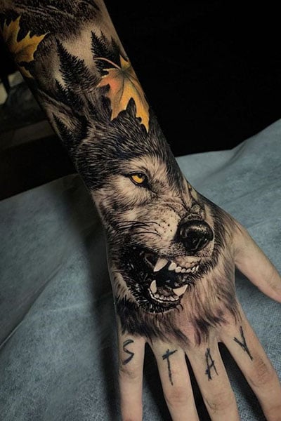 Wolf Hand Tattoo