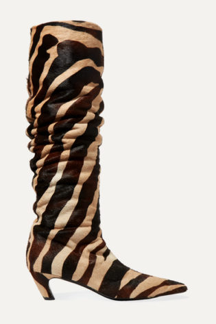 Zebra Print Calf Hair Knee Boots