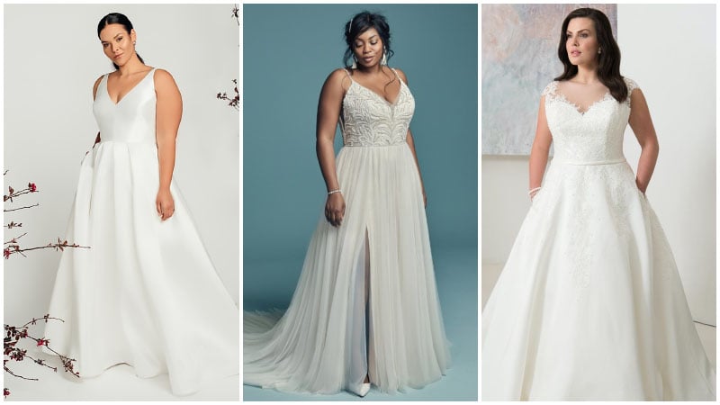 simple white wedding dress plus size