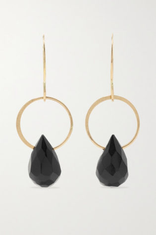 14 Karat Gold Onyx Earrings