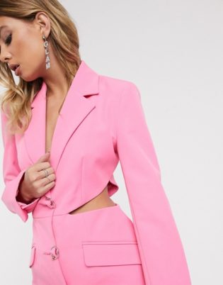 Asos Design Cut Out Side Suit Blazer With Fancy Buttons