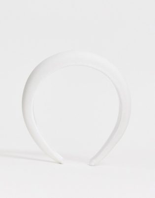 Asos Design Padded Headband In White Velvet