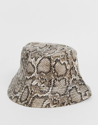 Asos Design Snake Print Bucket Hat