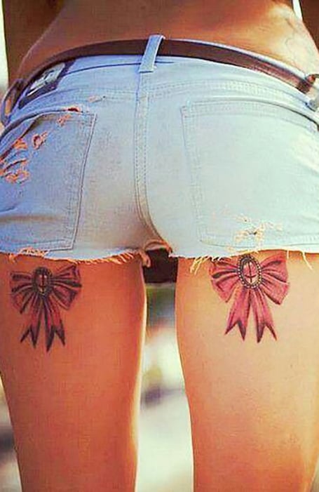 Bow Tattoo On Thigh