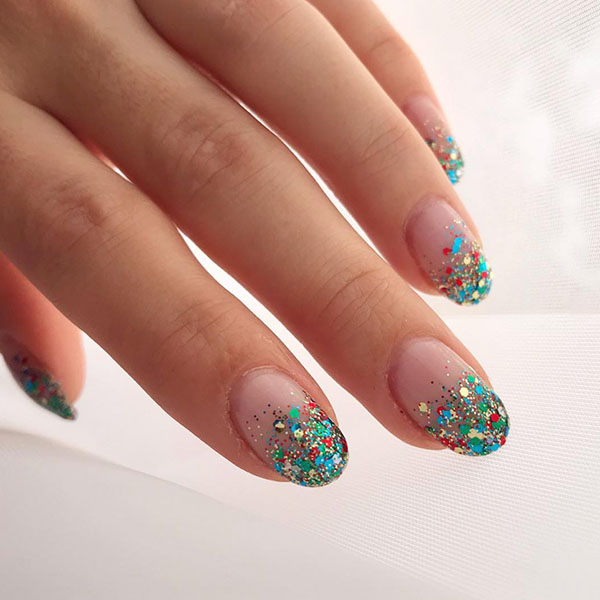 Colorful Glitter Christmas Nails