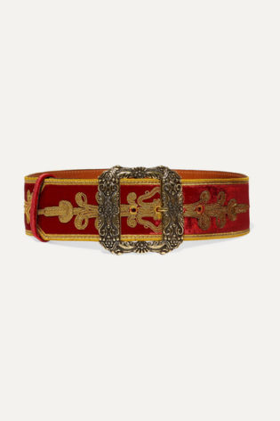 Embroidered Velvet Waist Belt