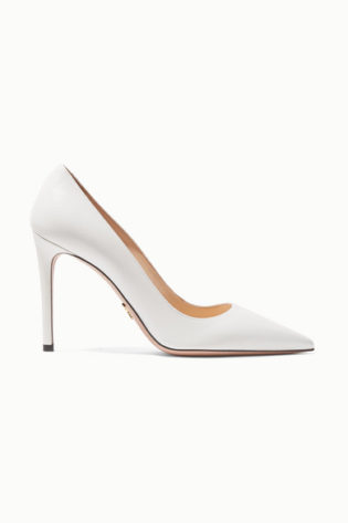 Glossed Textured Leather Pumps