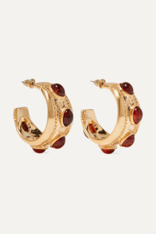 Gold Plated And Tortoiseshell Resin Hoop Earrings