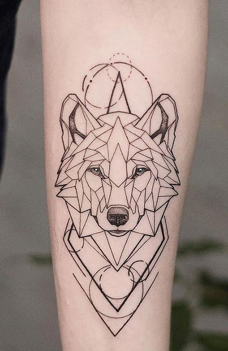 Geometric Wolf Tattoo