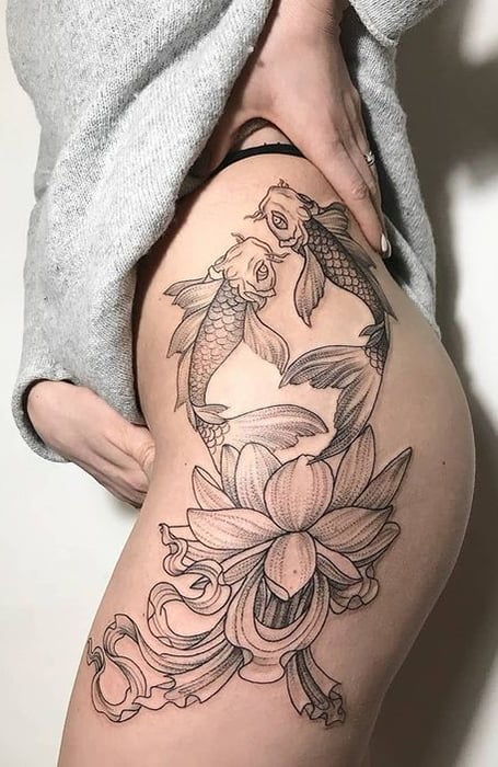 Hip And Thigh Tattoo