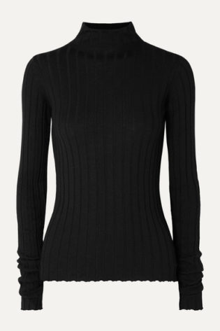 Karen Ribbed Merino Wool Turtleneck Sweater
