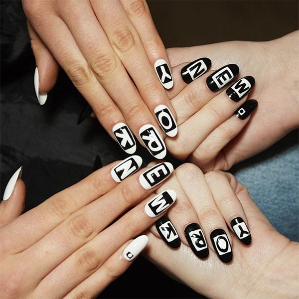 Letters On Oval Acrylic Nails