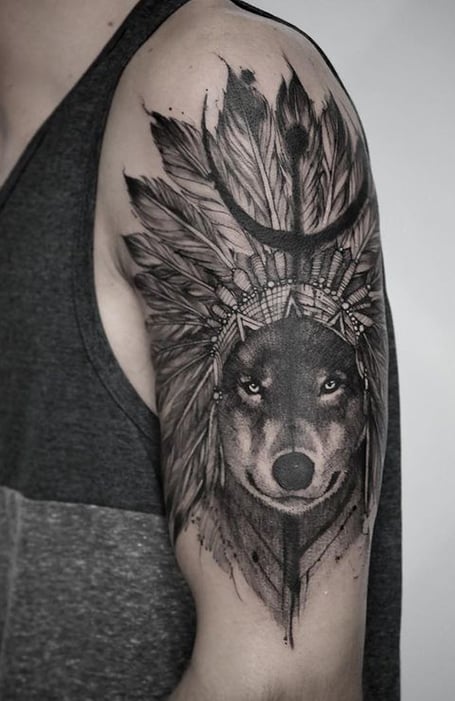 Native American Wolf Tattoo