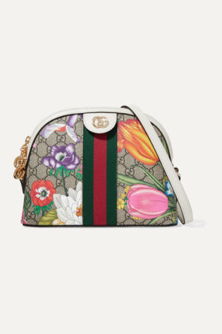 Ophidia Textured Leather Trimmed Printed Coated Canvas Shoulder Bag