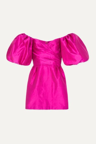 Off The Shoulder Silk Shantung Mini Dress