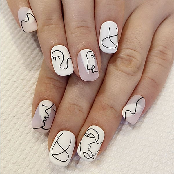 Rounded Artistic Acrylic Nails