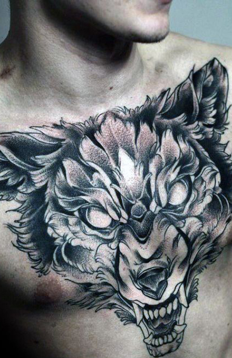 Wolf Chest Tattoo