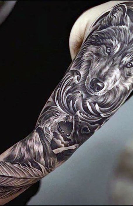 Wolf Sleeve Tattoo