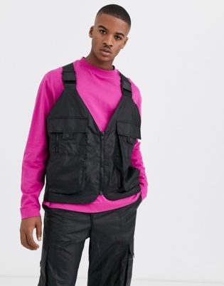 Asos Design Co Ord Harness Vest In Black
