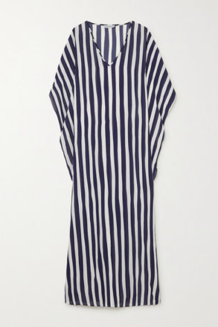 Beau Draped Striped Chiffon Kaftan