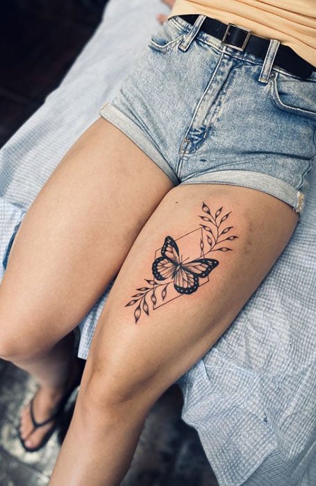 Butterfly Thigh Tattoo 1