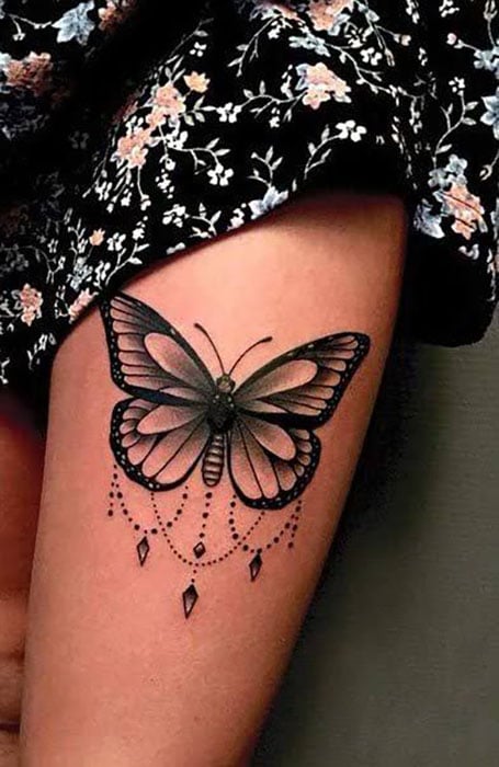 Butterfly Thigh Tattoo