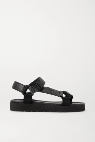 Carver Canvas Trimmed Smooth And Lizard Effect Faux Leather Sandals