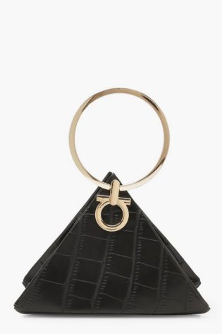 Croc Triangle Ring Handle Clutch Bag