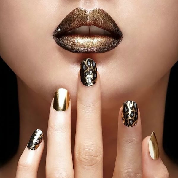 Chrome Leopard Print Nails
