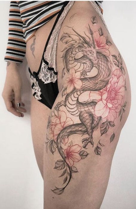 Dragon Thigh Tattoo