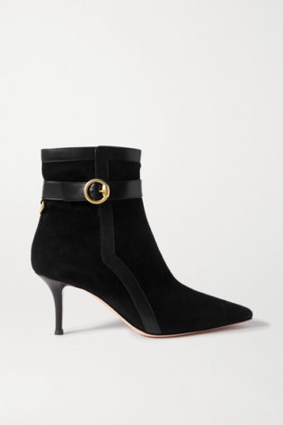 Gianvito Rossi 70 Leather Trimmed Suede Ankle Boots