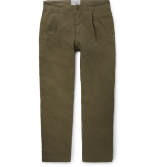 Green Assembly Tapered Pleated Cotton Canvas Trousers | Folk | Mr Porter