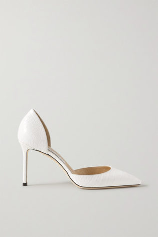 Jimmy Choo Esther 85 Croc Effect Leather Pumps