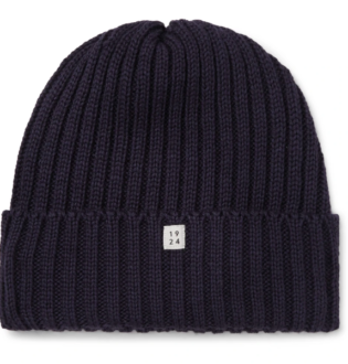 Navy Ribbed Wool Beanie | Man 1924